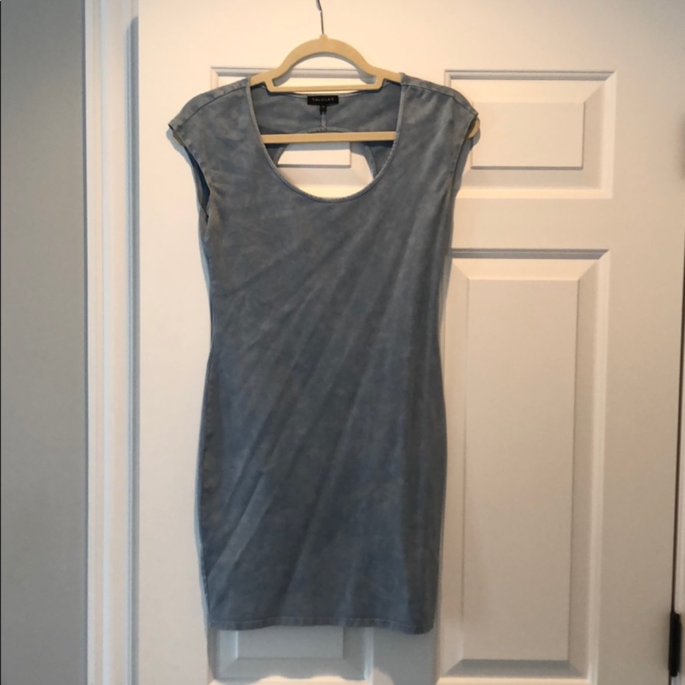 Light blue suede body con dress